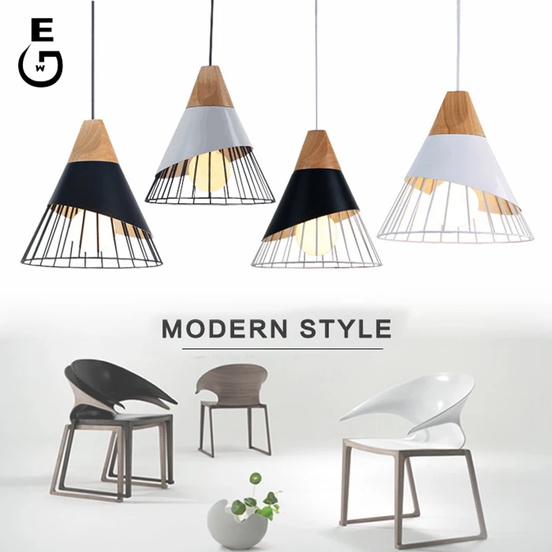 

Modern Wood Pendant Lights E27 Pendant Lamps Light Fixture For Home Restaurant Lighting