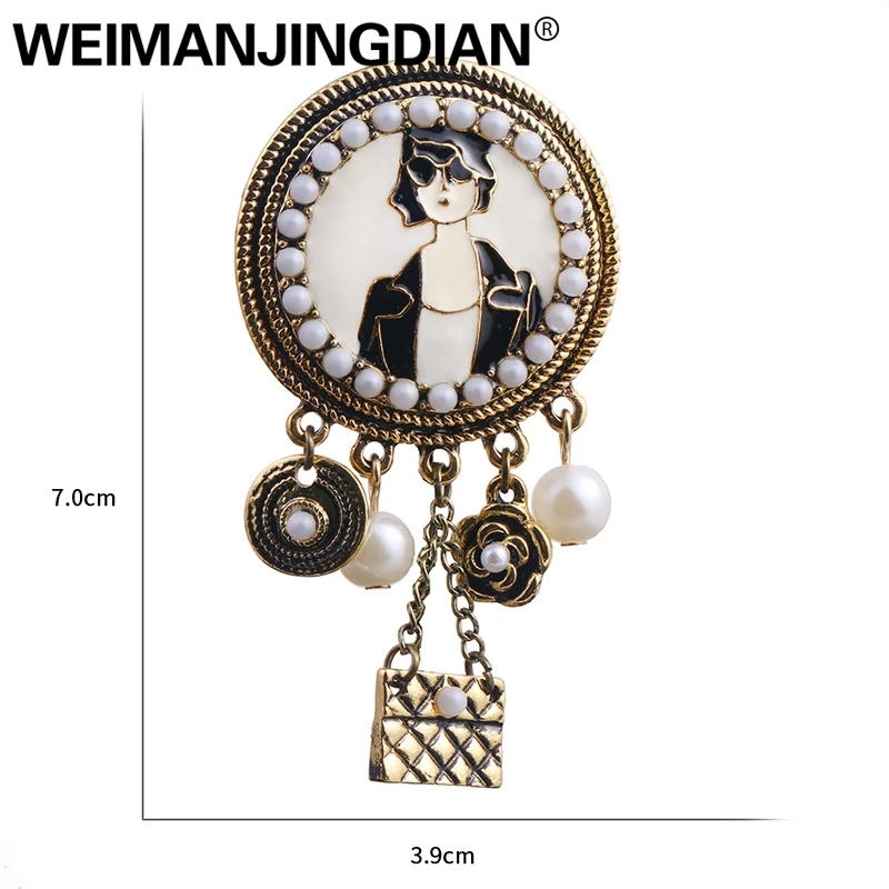WEIMANJINGDIAN позолоченная брошь в старинном стиле с искусственным жемчугом|Броши| |