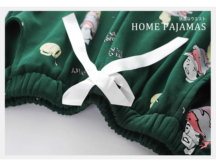 JRMISSLI пижамы наборы пижамы 7 шт./компл. ночная рубашка хлопок пижамы для женщин зеленый пижамный комплект Пижама домашняя одежда