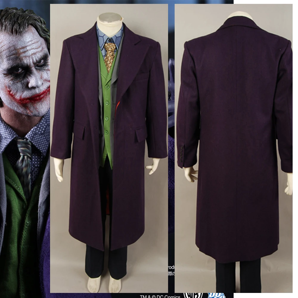 Adult Men Batman Dark Knight Joker Costume Heath Ledger Joker Cosplay ...