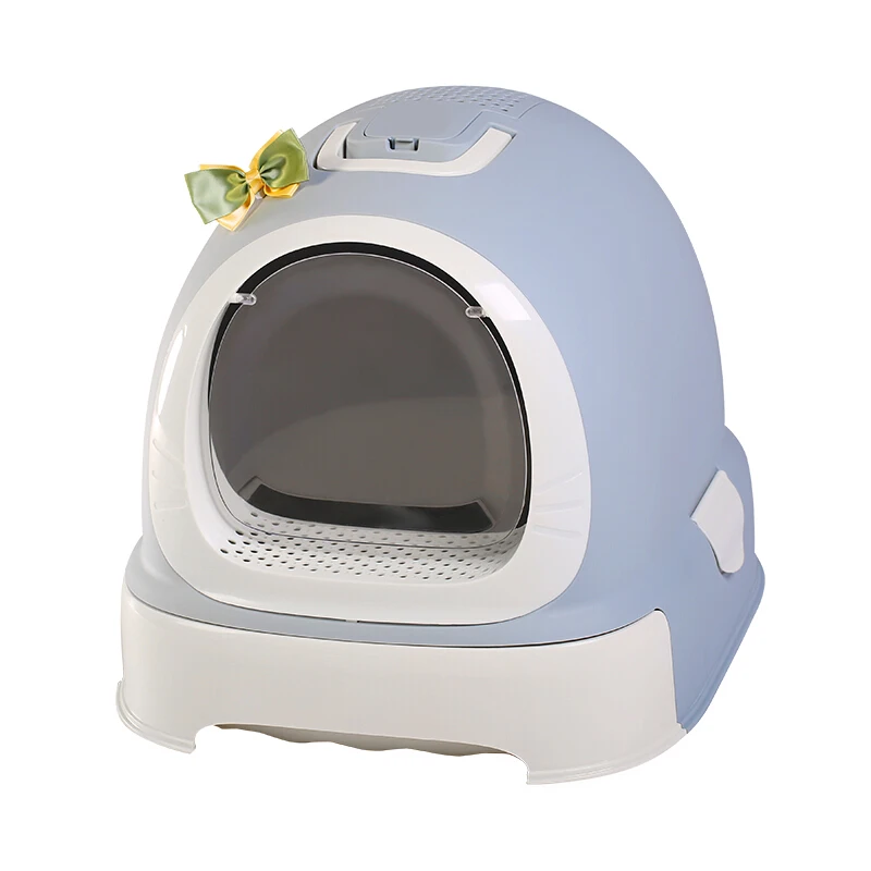 

15% Portable Cat Litter Pan Tray Hooded Large Room Plastic Cat Toilet with Handle Shovel Holder Transparent Door & Litter Drawer