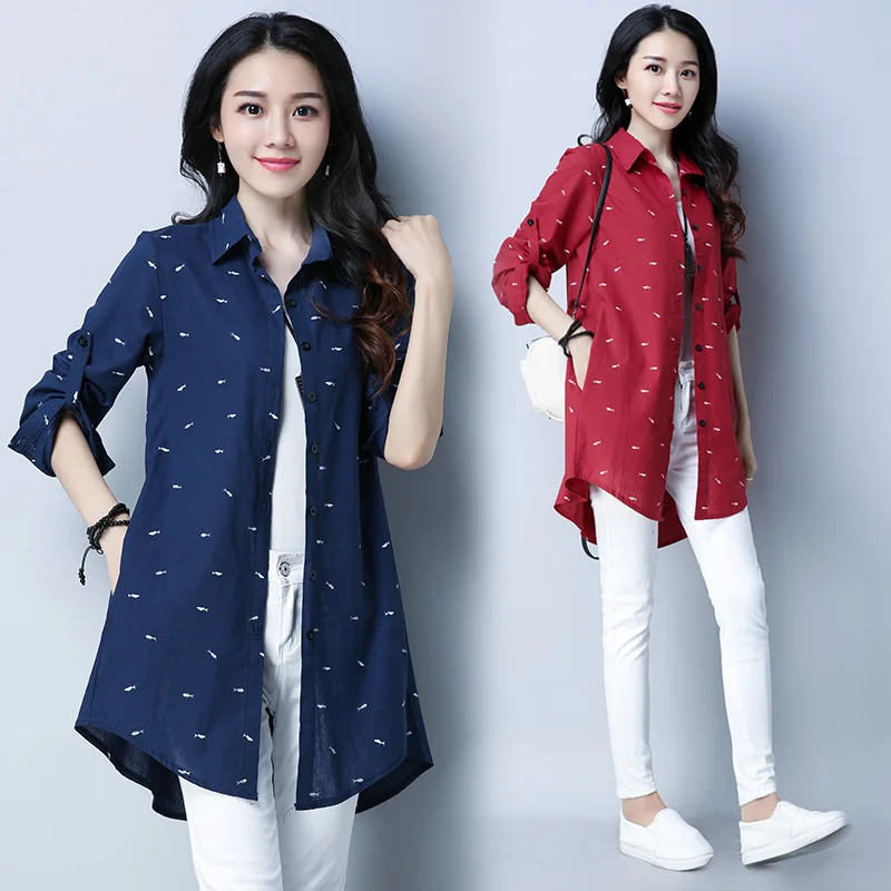 

Summer autumn newest fashion female long sleeve cotton and linen shirts women blouses casual shirts office lady tops blusas