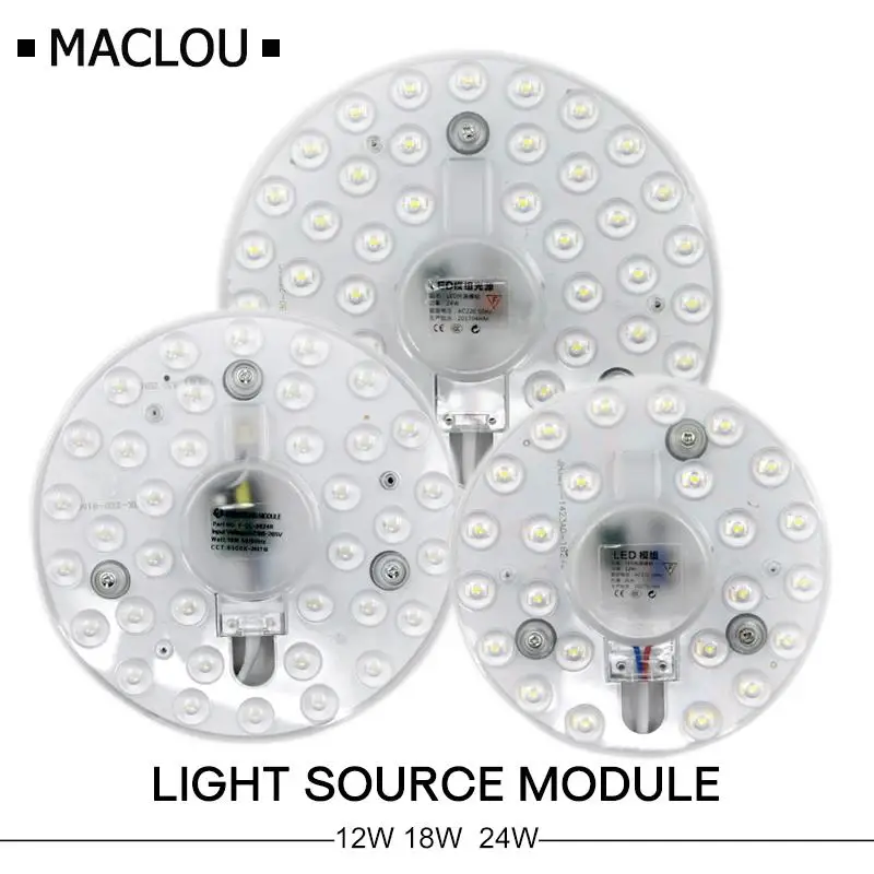 

Lens Module LED Replaceable The Light Source Round Magnet Board CFL Lamp Emergency PCB Tube 12W 18W 24W SMD2835 Ceiling Lights