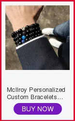 Mcllroy модные 12 мм с черным натуральным камнем мужские браслеты из бисера Медные Аксессуары персональная буква персонализированный браслет ручной работы