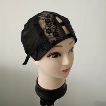 

U parting wig cap for making wigs with adjustable strap and all elastic lace at back