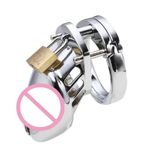 New Male chastity device stainless steel metal penis lock chastity penis ring chastity belt men cbt abstinence male chastity belt panty bondage lock penis cage arc silicone metal waist belts stainless steel chastity device