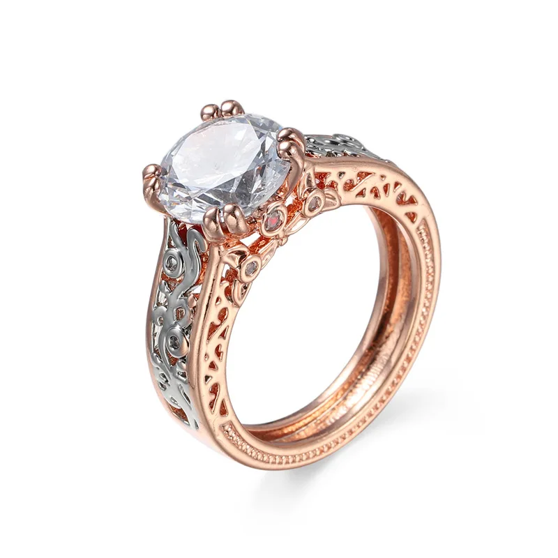 

2018 fashion new ladies ring silver natural crystal zircon bride wedding zircon bijoux femme anillos rings for women jewelry