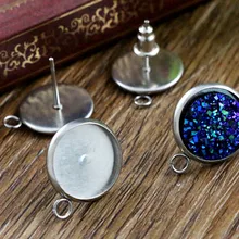 Не выцветает) 12 мм 20 шт серьги из нержавеющей стали шпильки, серьги пустые/основание, подходят 12 мм Стеклянные Кабошоны, пуговицы; серьги безели(L2-39