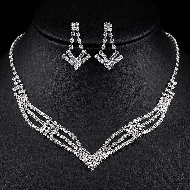 TREAZY дизайн свадебные комплекты ювелирных изделий для женщин горный хрусталь кристалл ожерелье серьги Свадебные украшения наборы свадебные аксессуары - Окраска металла: Style 14