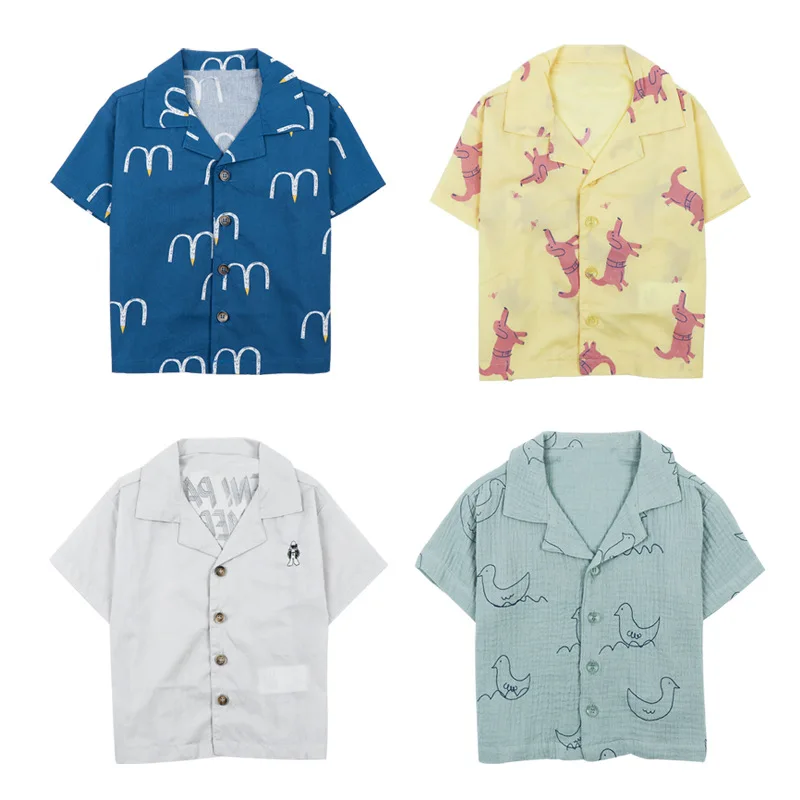 

2019 Spring and Summer New Ins Fashion Boy Baby Bobo Same Series Short-sleeved Shirt Kid Shirt