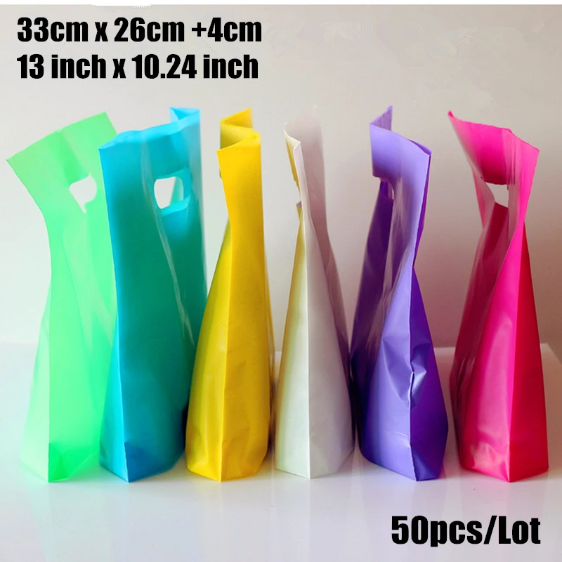 50pcs/lot 33*26+4cm(13*10.24&#39;&#39;) custom gift bags Plastic Shopping Bags wholesale with Handle ...