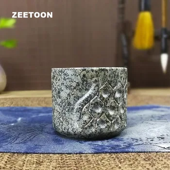 

50cc Medical Stone Carving Teacup Chinese Health Care Kung Fu Tea Set Longevity Small Cup Tea Bowl Master Cup Antique Home Decor
