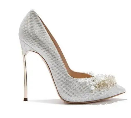 

2017 new fashion handmade pearls bead high heel shoes sexy pointed toe stiletto heels woman thin heels wedding shoes