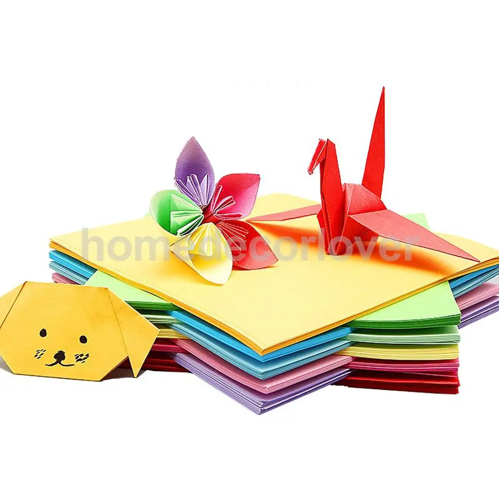 100 Sheets 10 Colors Set Double Sided Folding Origami Papers for DIY