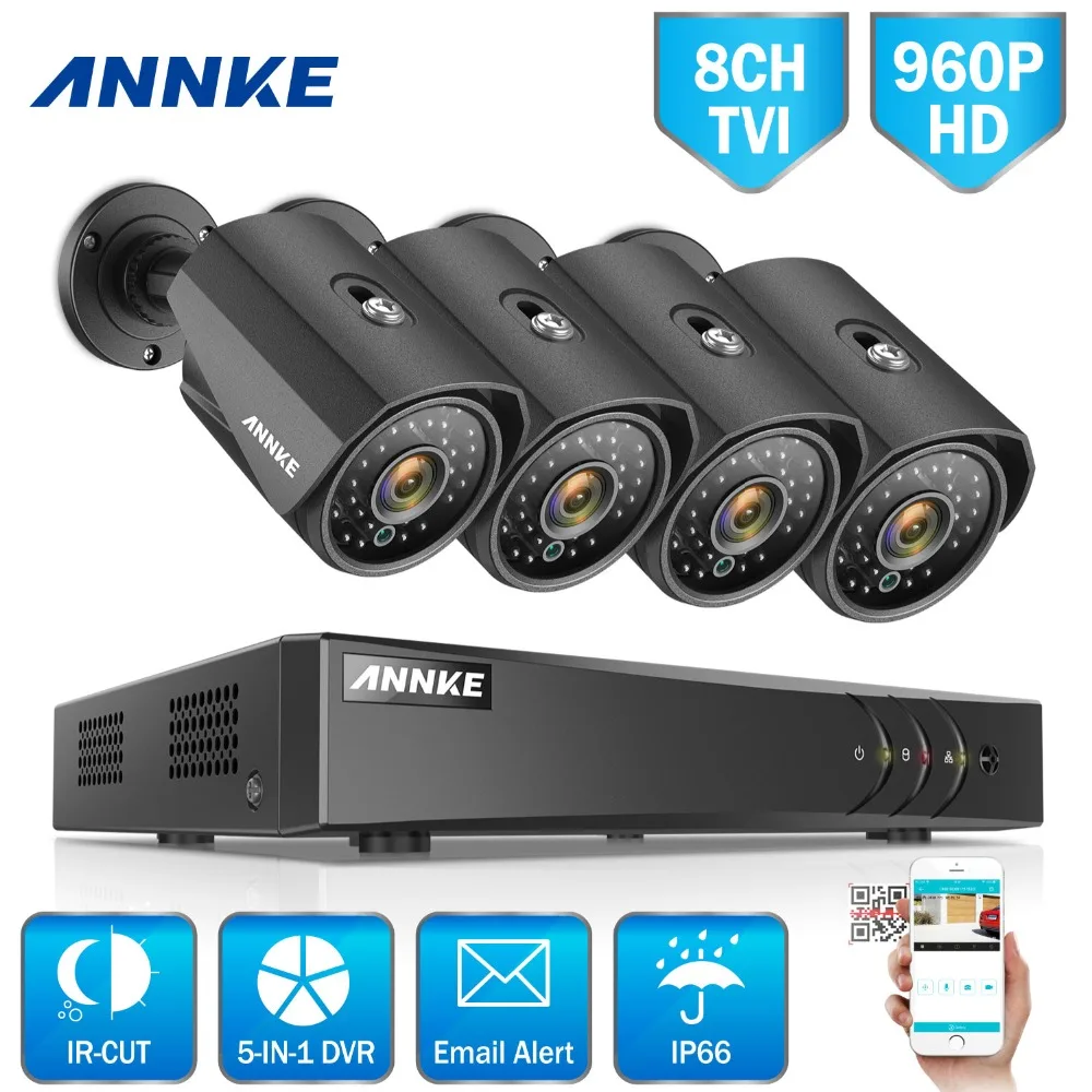 

ANNKE 960P 8CH CCTV Camera System 4pcs 1.3MP 1500TVL Outdoor IP66 Waterproof Metal CCTV Security Camera Surveillance Kit