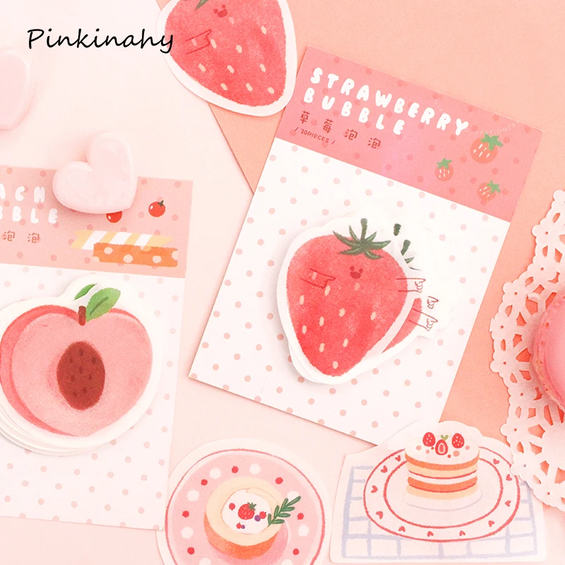 

Kawaii Strawberry Cake Cream bubble Memo pad Girl Diary DIY Notepad Planner Sticky Notes Cute Stationery School Office Supply