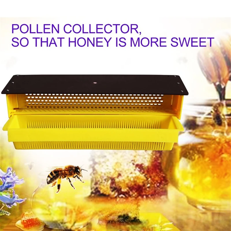 Beekeeping-Plastic-Pollen-Trap-Yellow-with-Removable-Ventilated-Pollen-Tray-Pollen-Collector-Beekeeper-Supplies-Tools