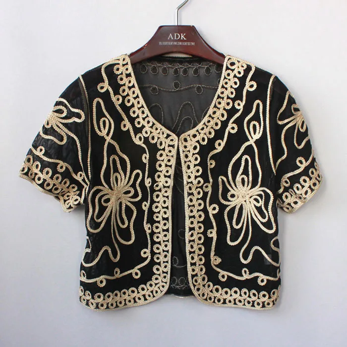 

Summer Thin Embroidery Short Sleeve Lace Mesh Cardigan Crochet Shrugs For Women Mujer Casual Korean Small Cape