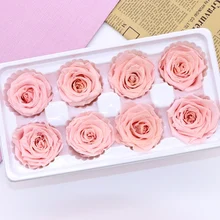 8 шт./кор. высокого качества вечные цветы цветок бессмертная роза 5 см диаметр День матери подарок вечная жизнь цветок Материал Подарочная коробка