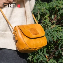 AETOO Original design handbags handmade leather casual Messenger bag Sen series literary retro leather mini saddle bag