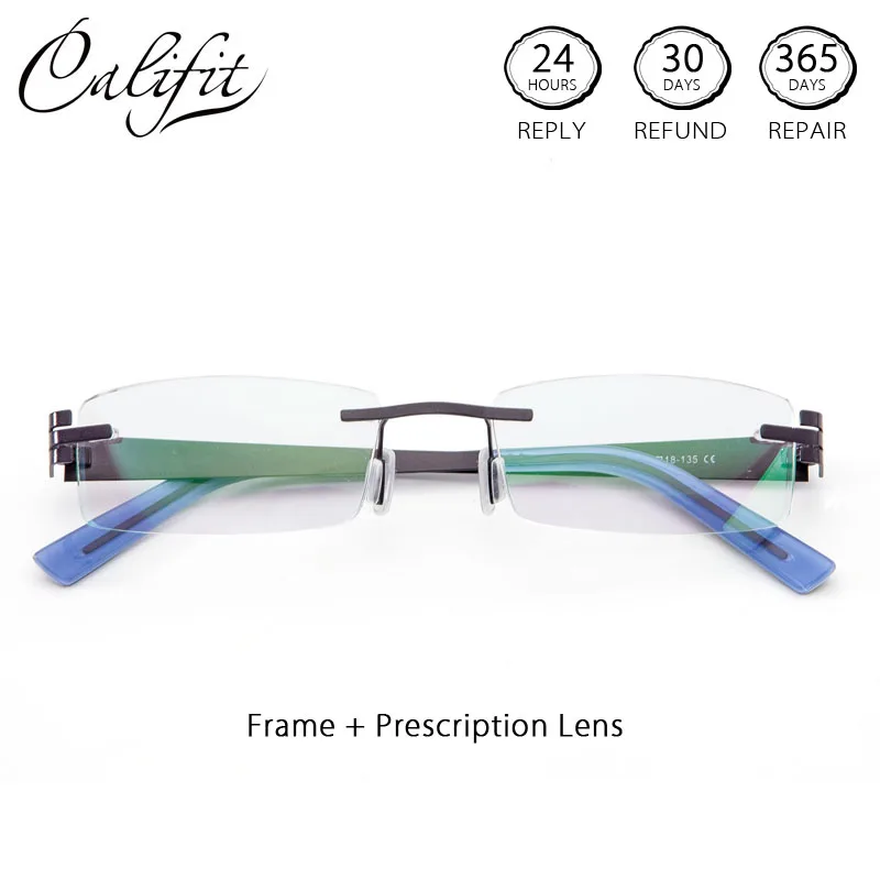 Brillen Brille Gläser Titan Myopie Hohe Linse Ultraleicht C2 Randlose Califit Qualität Business Mann Klare Männer 7fAxwW0S