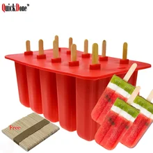 QuickDone Пищевая силиконовая форма для Фруктового мороженого на палочке многоразовый поднос для мороженого 10 отверстий с крышкой кухонные пресс-формы высокого качества AKC6052