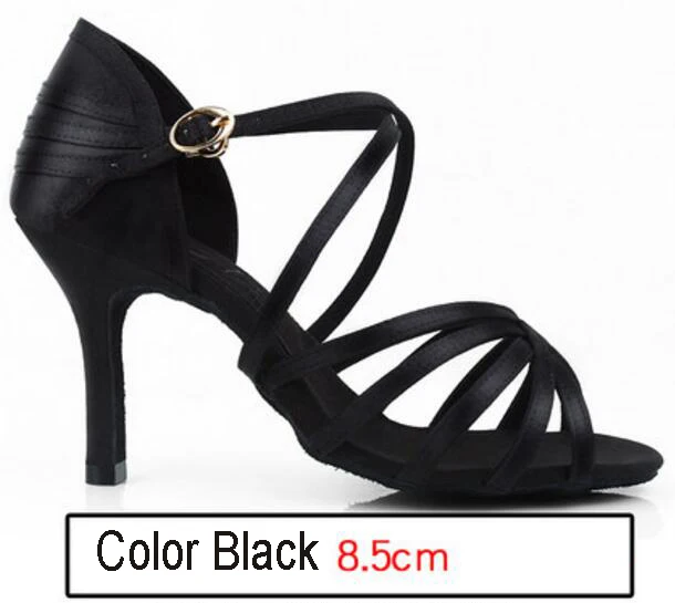 Женская танцевальная обувь для танго/бальных/латинских танцев, высокий каблук, сальса, профессиональная танцевальная обувь для девушек, дам 5 см/6 см/7 см/8 см - Color: Black 8.5cm Heel