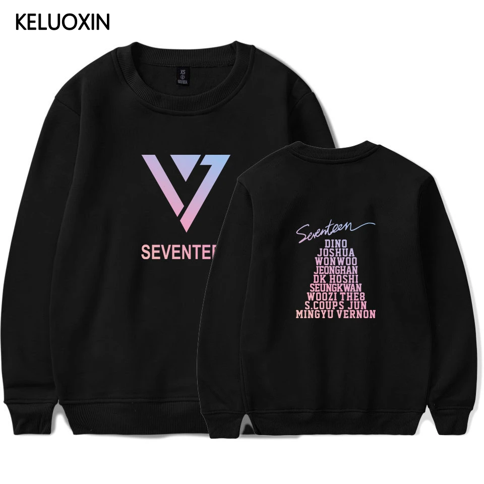 

KELUOXIN KPOP SEVENTEEN Capless Hoodies Women Men 17 Team Member Name Sweatshirt Kpop SEVENTEEN Fans Support Hoodie Moletom