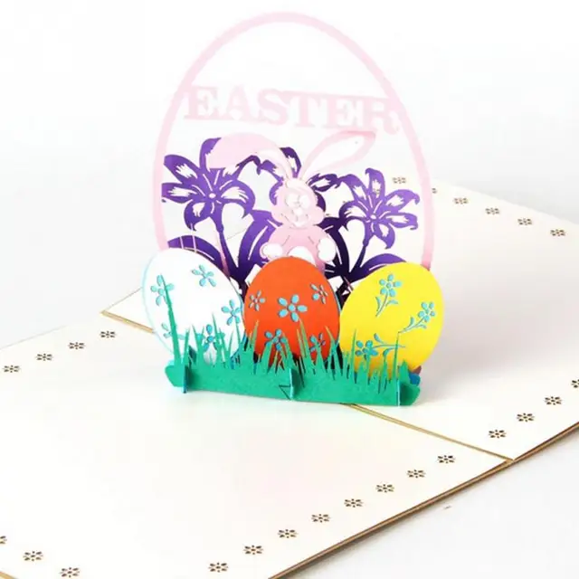 happy easter 3d easter eggs rabbit pop up handmade post cards ester cards