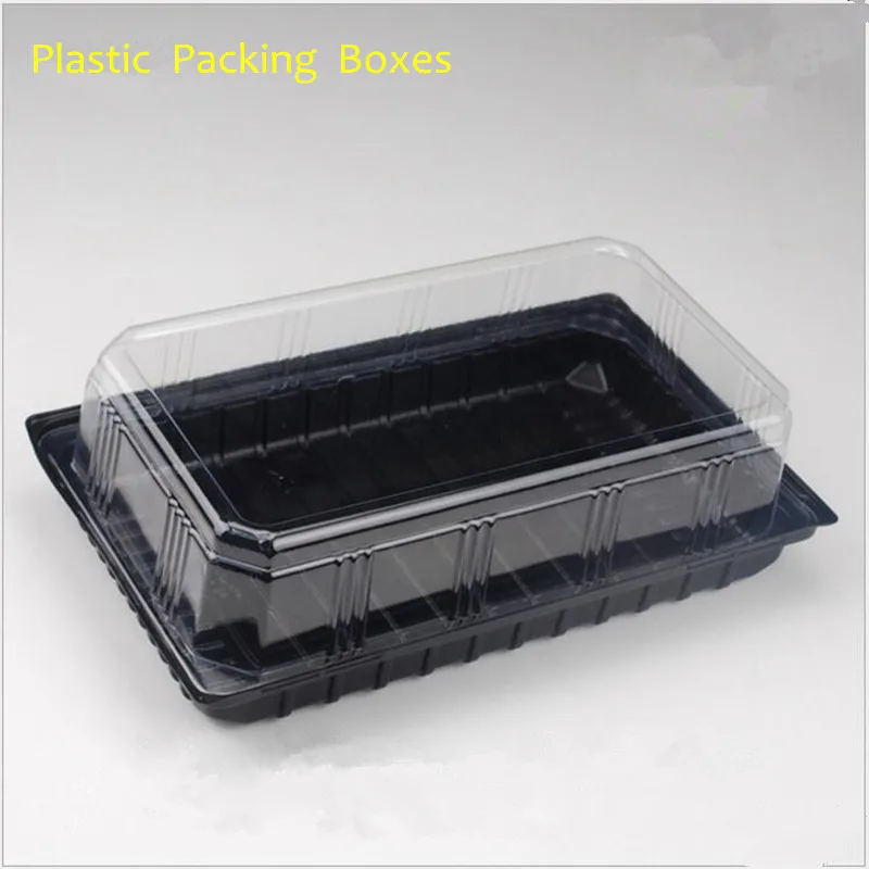 

Rectangular Black Boxes upscale sushi roast duck package West Point Fruit Packing box packing lunch boxes 25.5cm*15.5cm 20PCS
