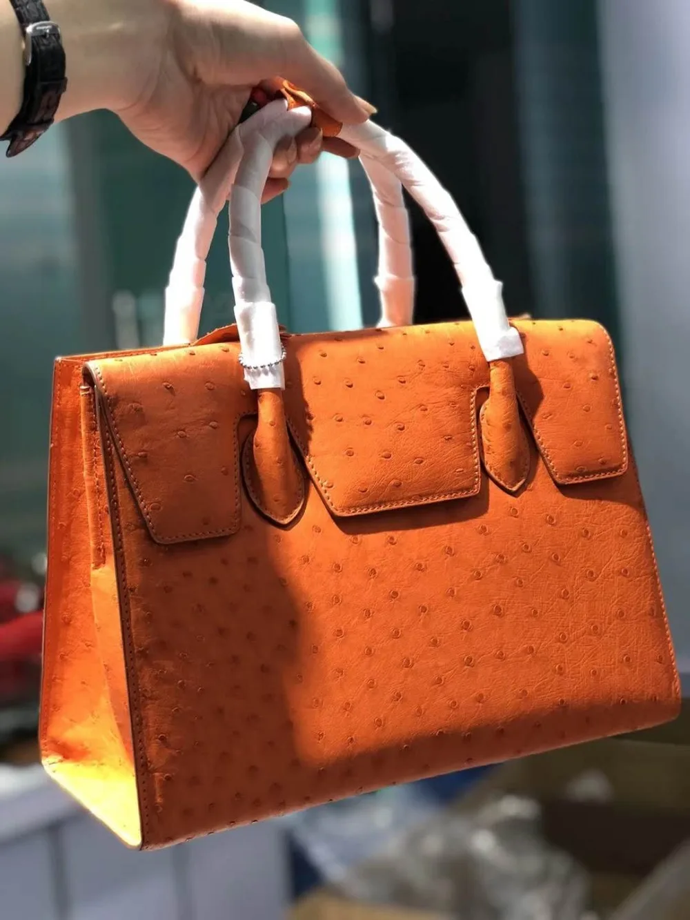 100% genuine real ostrich skin women tote bag top level quality full