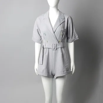 

giel lady student Leisure short sleeve double-row button, high-waisted, thin jumper shorts clothes set