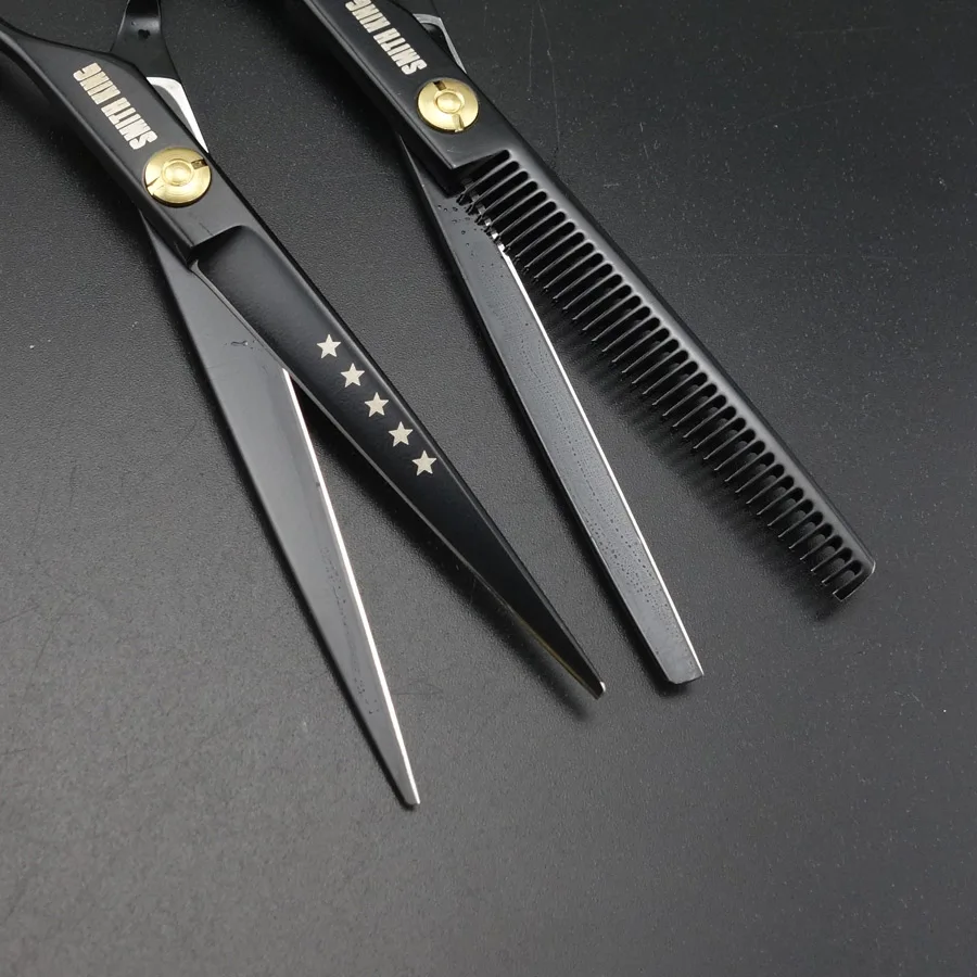 SMITH KING Professional Hairdressing scissors Rotating Ring Scissors 6 inch Cutting scissors + Thinning scissors 2 pieces set