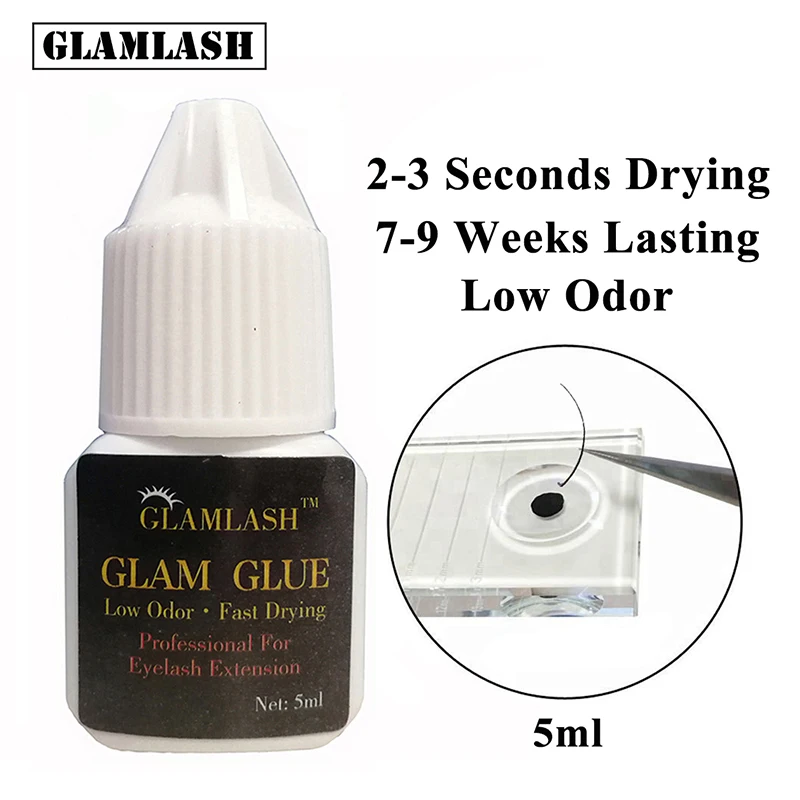 

GLAMLASH 5ml/10ml Low Smell Lashes Glue Eyelash Extension Glue Eyelash Glue Fast Drying Long Lasting Sticker
