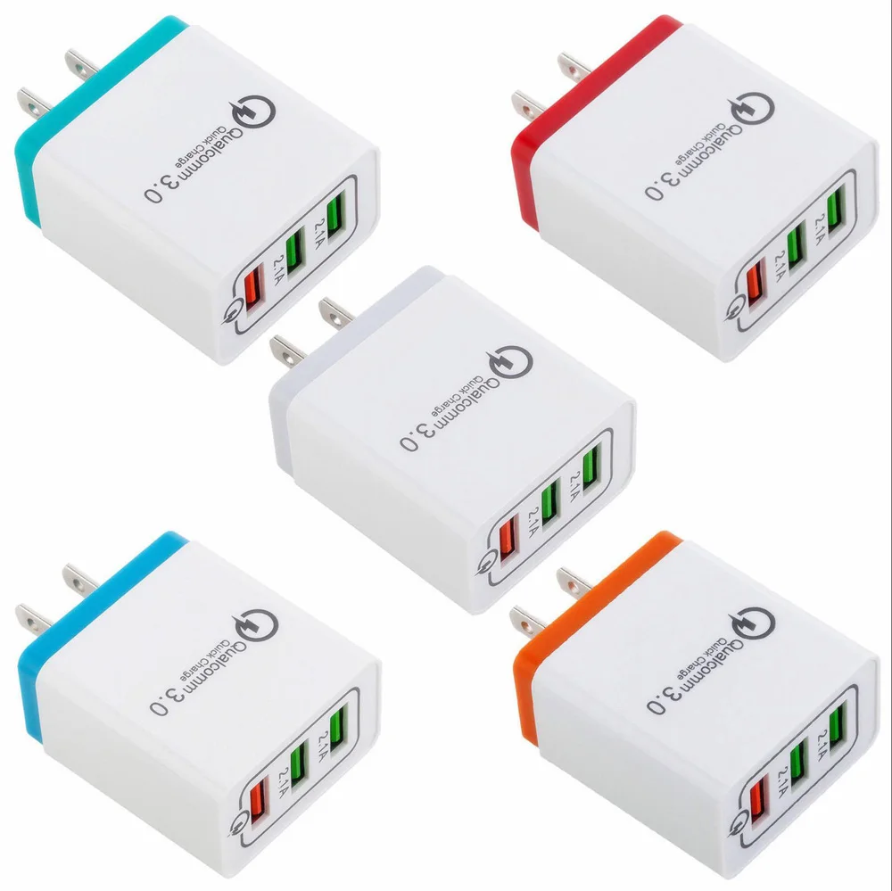 Сетевое зарядное устройство с 3 USB портами для iPhone X XR 8 7 iPad Samsung S9 Xiaomi mi Huawei быстрая