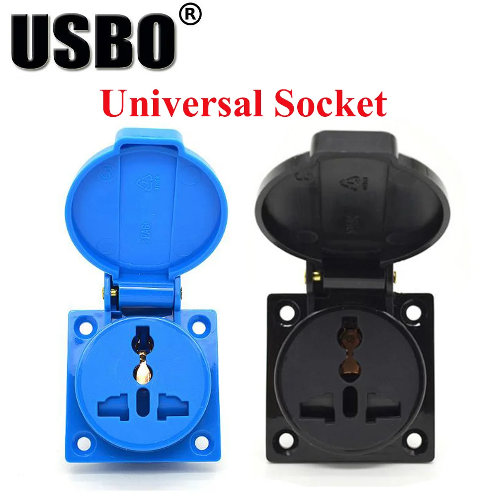 10PCS Multi function industry safety outlet 10A 250V IP44 CE blue black