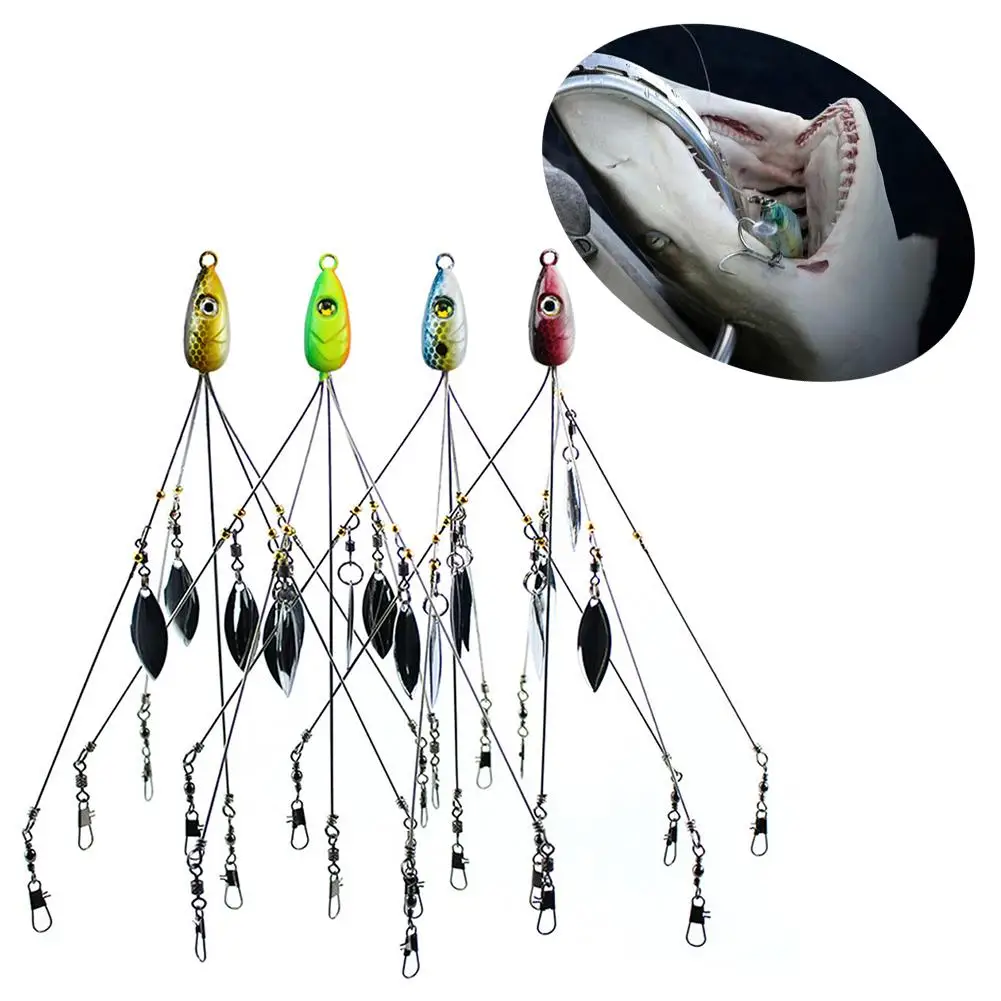  Umbrella Fishing lure Rig 5 Arms Alabama Rig Head Swimming Bait Bass with Swivel Snap Connector Min