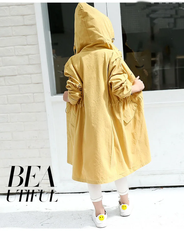 2 colors hooded long jackets for girls outerwear & coats clothing children long sleeve pockets kids trench coat autumn 2017 tops 4 5 6 7 8 9 10 11 12 13 14 15 16 Years old little big girls pink khaki long hooded coats clothes (10)