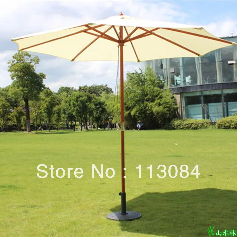 

2.7 Meters Outdoor Garden Shade, Rain-resistant, Sun Protection, Big Wood Umbrella in 3 Colors