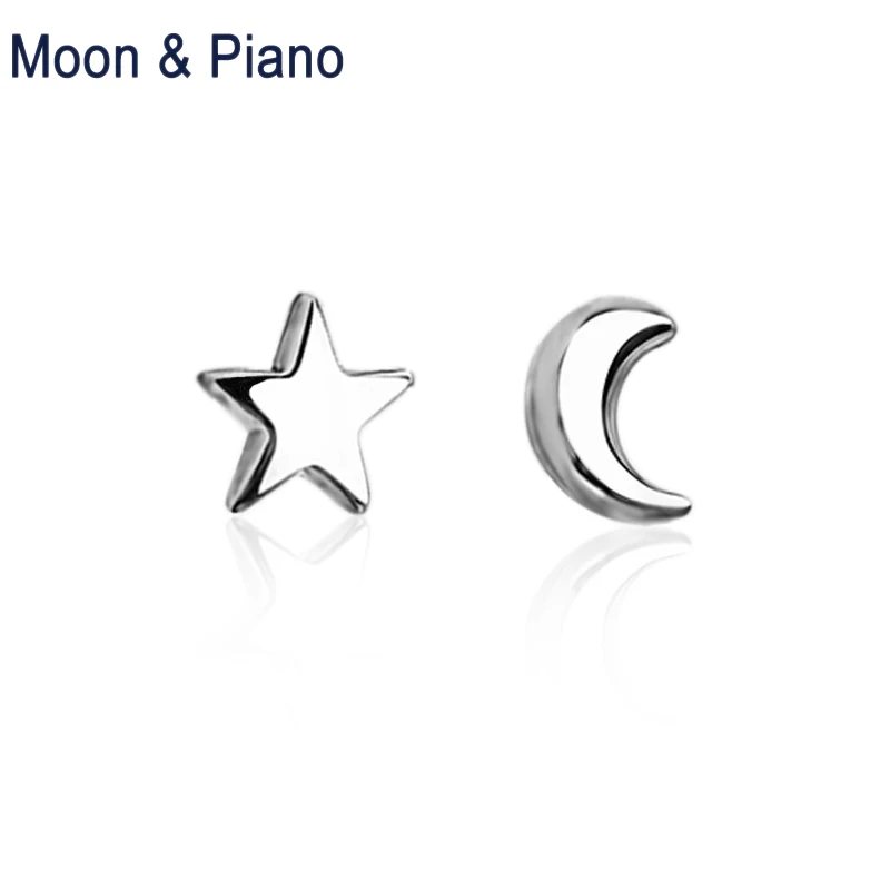 

925 Sterling Silver Star & Moon Stud Earrings Fine Jewelry For Women New Arrivals Trendy Birthday Gift For Lady Different Style