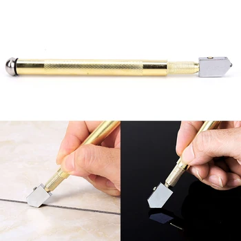 

1pc Glass Cutter Steel Diamond Antislip Metal Handle Blade Oil Filled Glass Cutter Cutting Tool 15cm