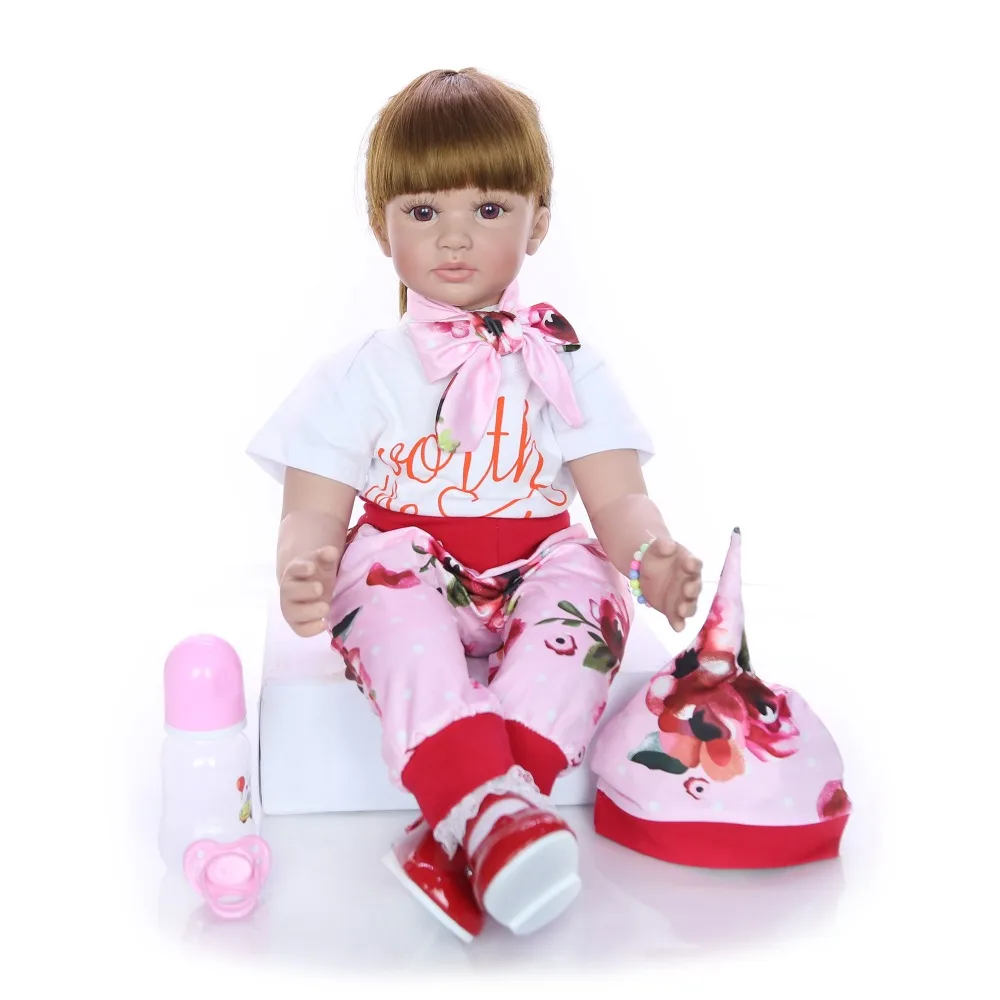 Fashion 24 Inch Reborn Baby Doll 60 cm Silicone Soft Realistic Princess Girl Babies Doll Toy Ethnic Doll For Children's Day Gift