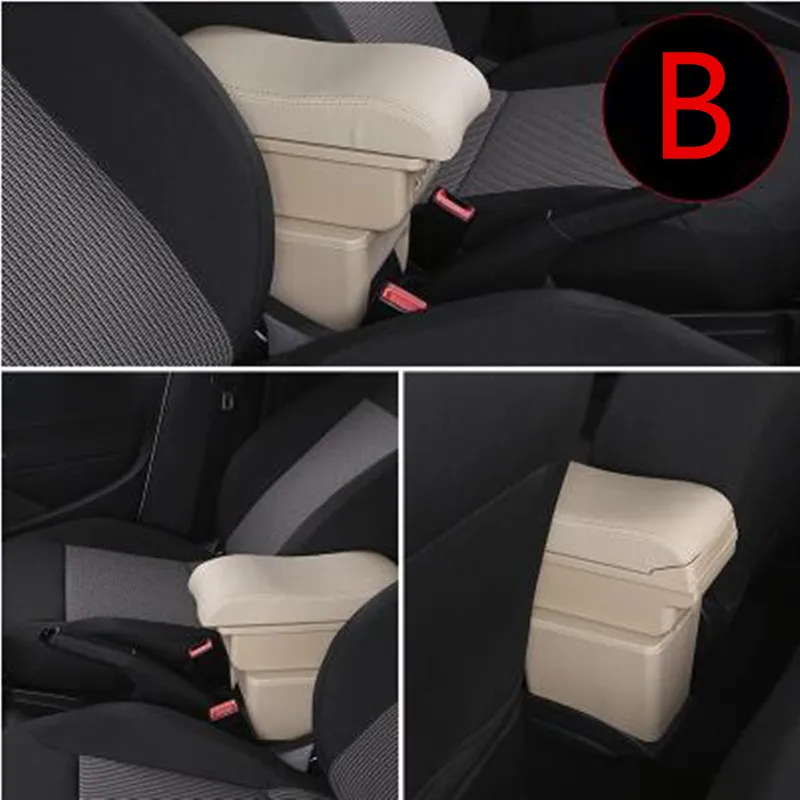 QCFSXWDDX For Hyundai I10 armrest box central Store content Storage box armrest box with cup holder ashtray USB interface 2006~2017