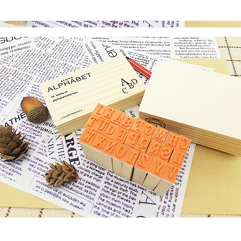 

DIY Spelling Stamps Toy Alphabet Made of Wood and Rubber Craft Letter Lots of Combination of Words Christmas Gift for Kids