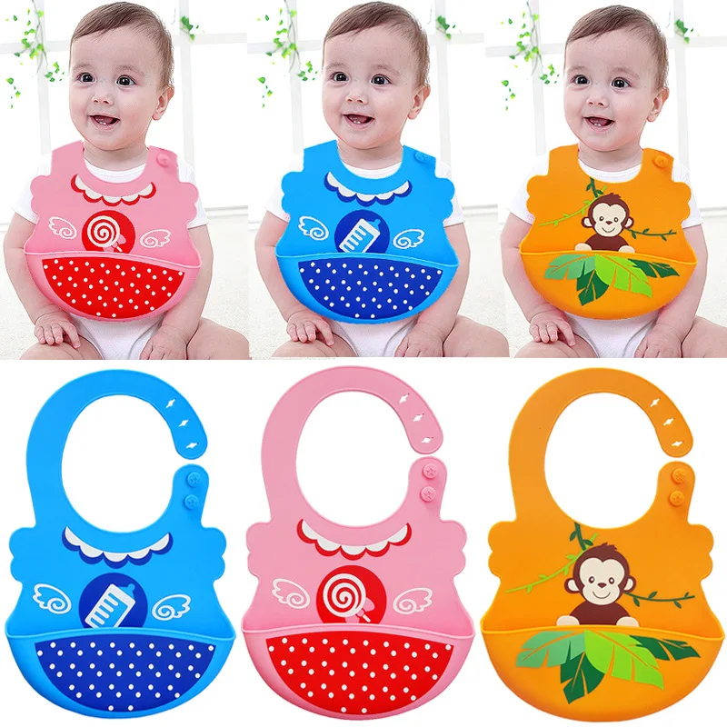 

Baby Waterproof silicone feeding bibs Infant saliva towel Baby cartoon Food-grade silicone Bibs