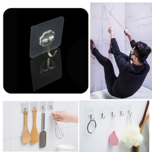 

Clear Transparent Removable Bathroom Kitchen Wall Strong Powerful Suction Cup Hook Hangers Vacuum Sucker Multi-Purpose Hooks