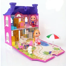 Eva2kin Doll House Accessory Furniture Diy Kit 3D Miniature Plastic Model Toy with Music And LED Lamp for Children Birthday Gift