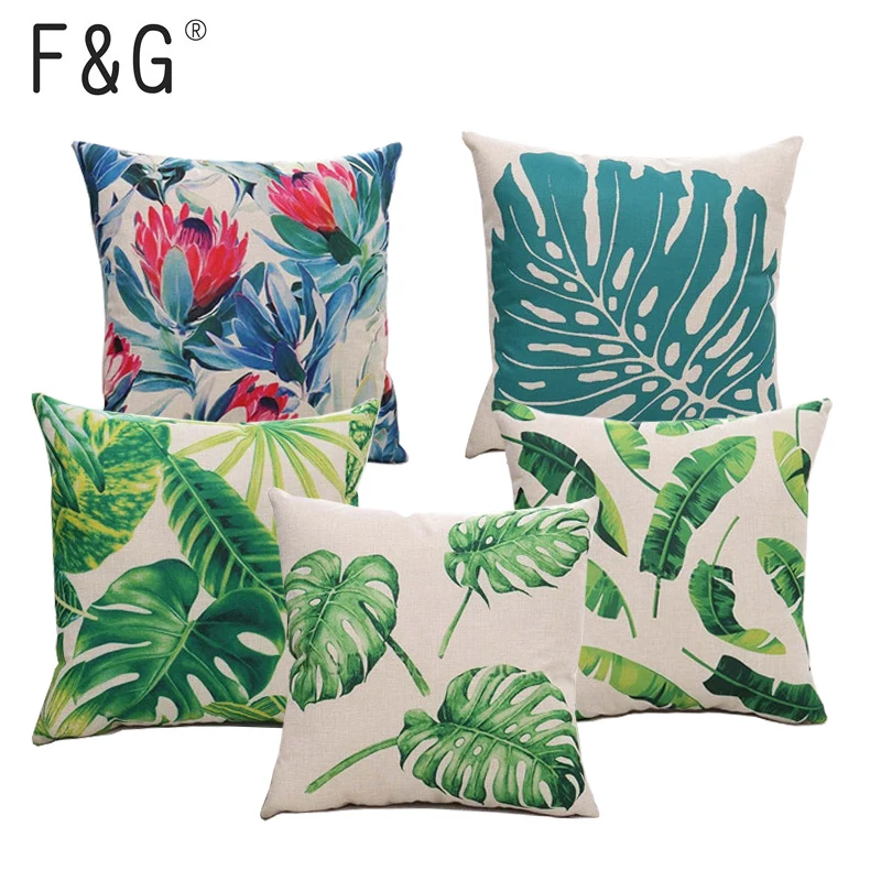 

Tropical Plants Cushion Covers Monstera Banana Leaf Modern Home Decorative Art Linen Throw Pillow Case On Couch Housse Coussion