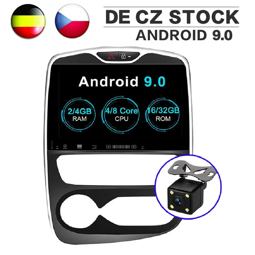 

2Din Android 9.0 Car GPS Navigation DVD Player for Renault Clio 2013-2018 Octa Core 1024*600 10.1 Inch IPS Screen Video Headunit