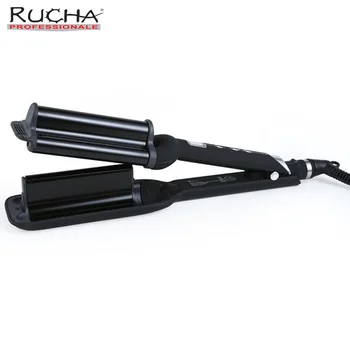 

2019 New Professional Salon Hair Curler Anion Curling Iron Tools 3 Barrels Big Wave Curls LCD Display Hair Styling Tool
